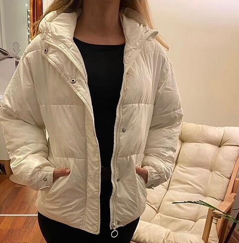 beyaz şişme mont