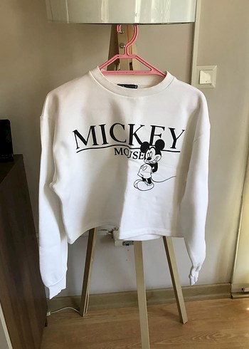 m Beden zara mickey mousse baskılı crop sweatshirt