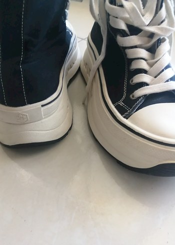 Kadın Beyaz sıyah Sokak Stili Spor Ayakkabı - Görsel 2