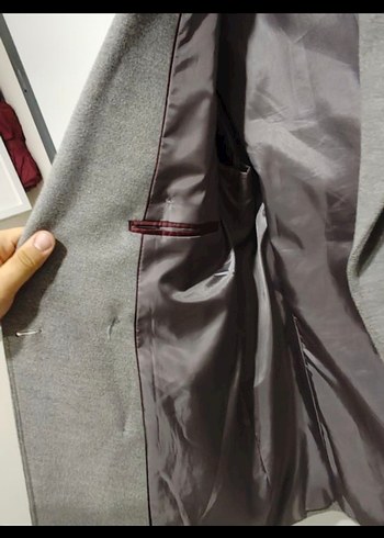 DUFY Gri Erkek Düğmeli Kruvaze Kaban Ceket - Görsel 6