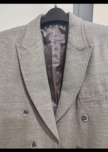 DUFY Gri Erkek Düğmeli Kruvaze Kaban Ceket - Görsel 3