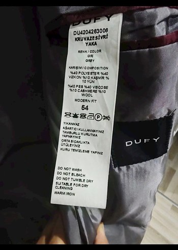 DUFY Gri Erkek Düğmeli Kruvaze Kaban Ceket - Görsel 5