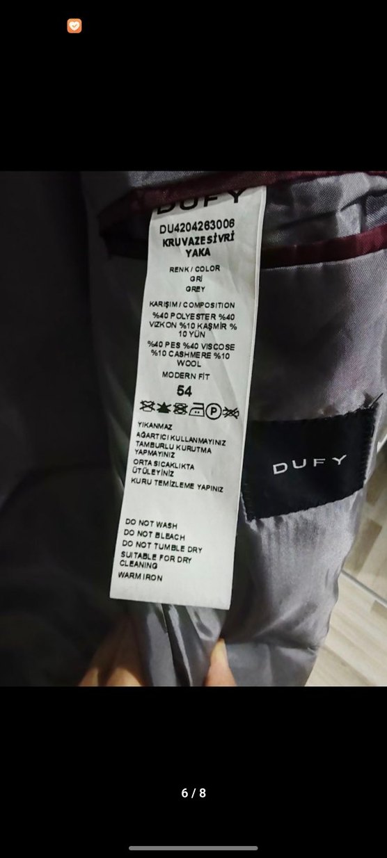 DUFY Gri Erkek Düğmeli Kruvaze Kaban Ceket - Görsel 5