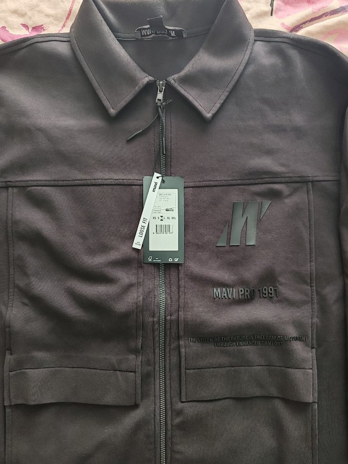 Mavi Pro Fermuarlı Gömlek Yaka Sweatshirt Ceket - Görsel 5