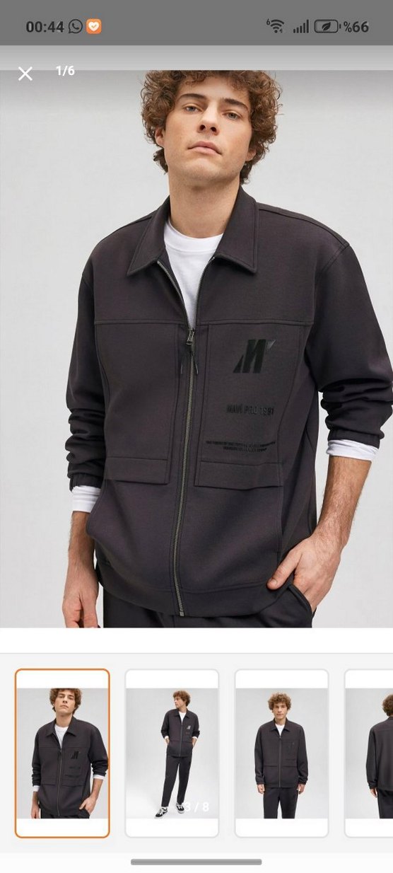 Mavi Pro Fermuarlı Gömlek Yaka Sweatshirt Ceket - Görsel 2