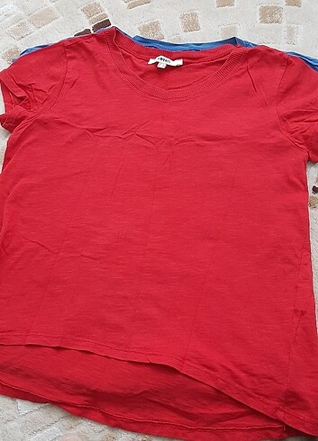 m Beden kırmızı Renk Koton ve lcw kırmızı ve mavi tişört 2 adet