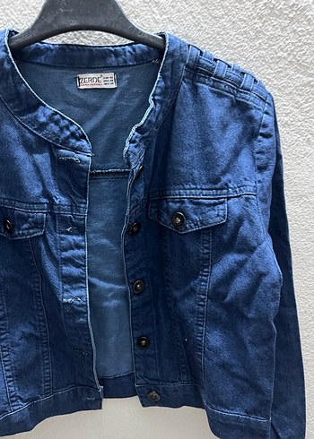Düğmeli Mavi Kadın Denim Ceket - Görsel 2