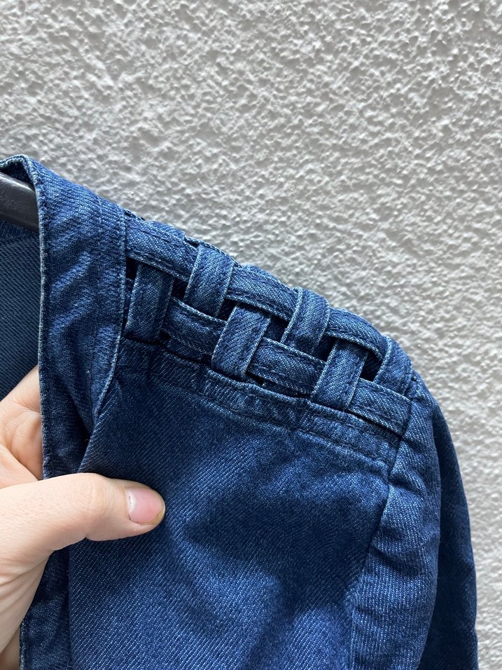 Düğmeli Mavi Kadın Denim Ceket - Görsel 4