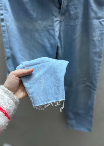 Kadın Mavi Bol Kesim Midi Kot Pantolon - Görsel 5