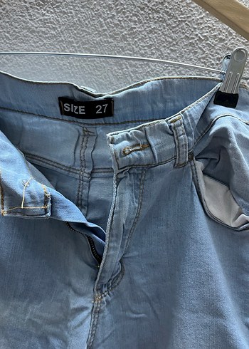 Kadın Mavi Bol Kesim Midi Kot Pantolon - Görsel 3