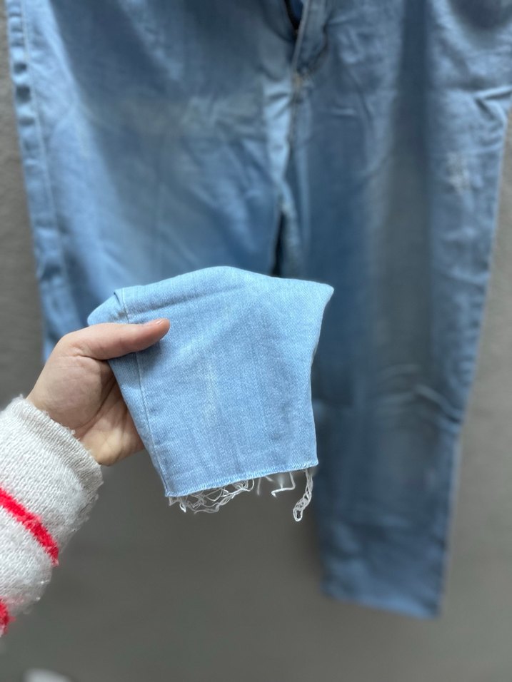 Kadın Mavi Bol Kesim Midi Kot Pantolon - Görsel 5