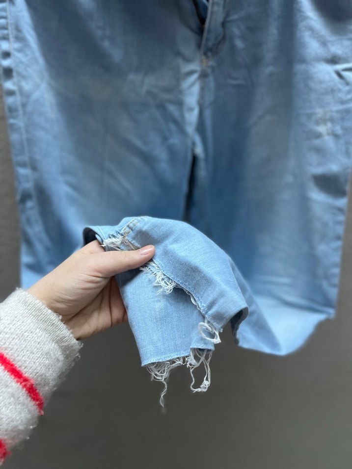 Kadın Mavi Bol Kesim Midi Kot Pantolon - Görsel 4