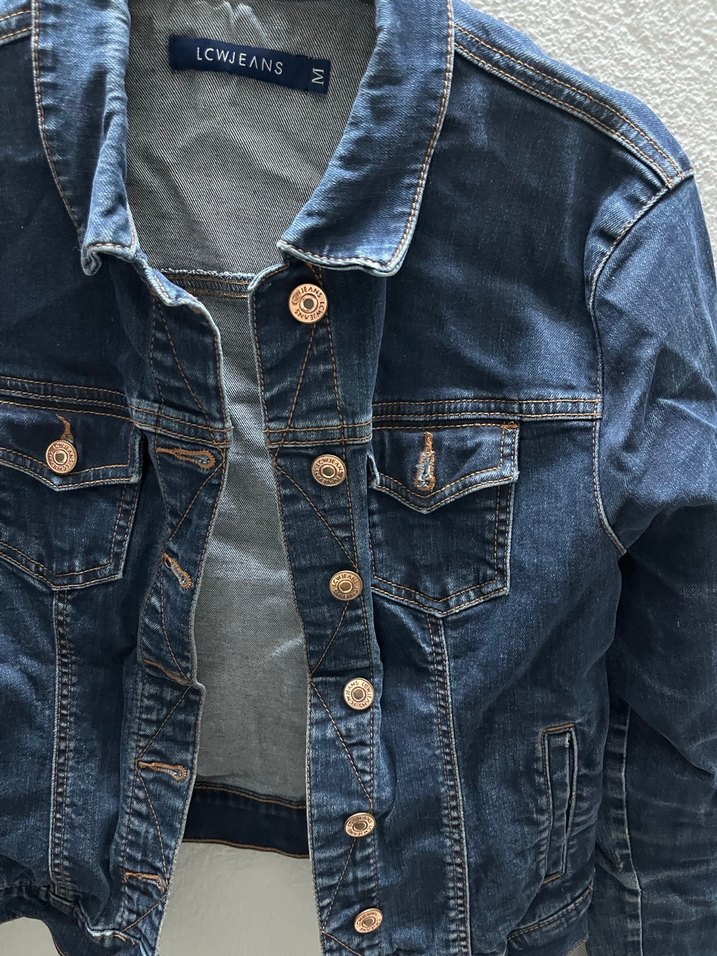 Düğmeli Kadın Crop Kot Ceket - Görsel 3