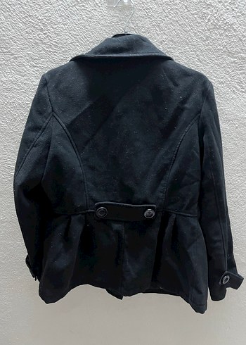 Düğmeli Siyah Midi Kadın Kaban - Görsel 6