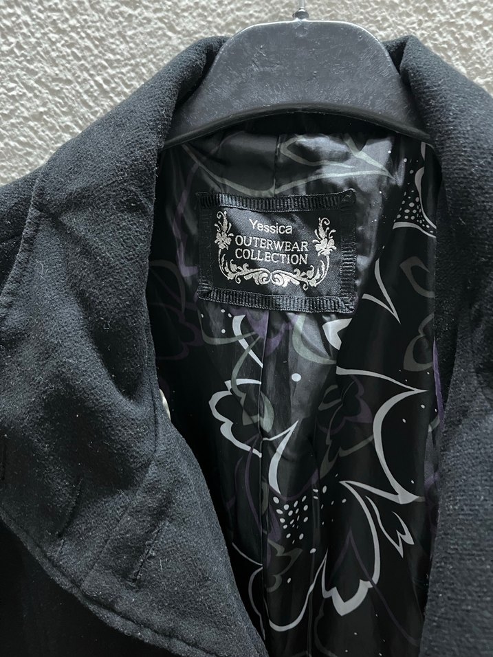 Düğmeli Siyah Midi Kadın Kaban - Görsel 4