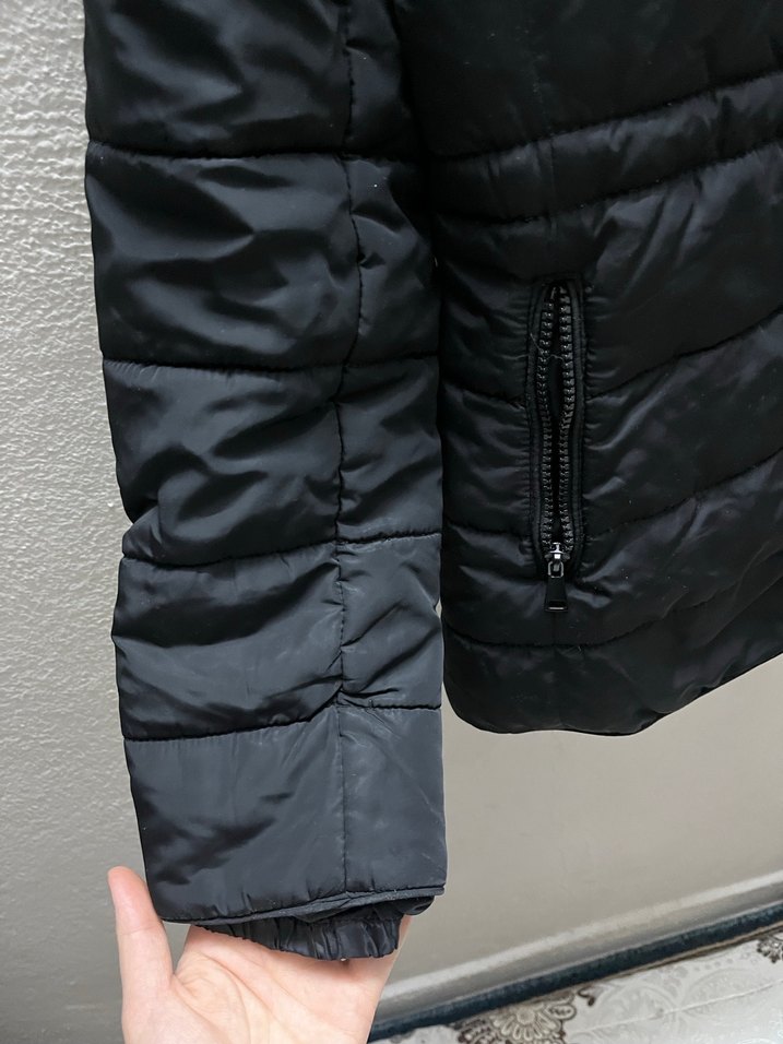 Siyah Fermuarlı Kadın Kışlık Şişme Mont - Görsel 2