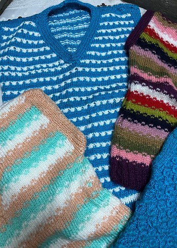 Renkli Örgü Kız Çocuk Süveterleri - Görsel 2