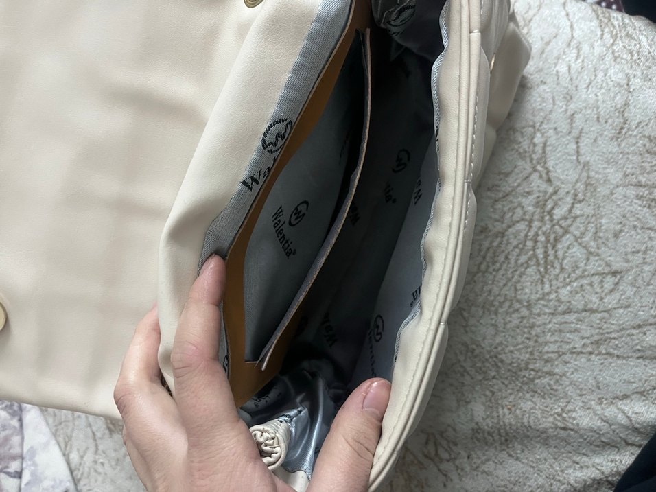 Zincir Detaylı Krem Deri Kadın Çanta - Görsel 5