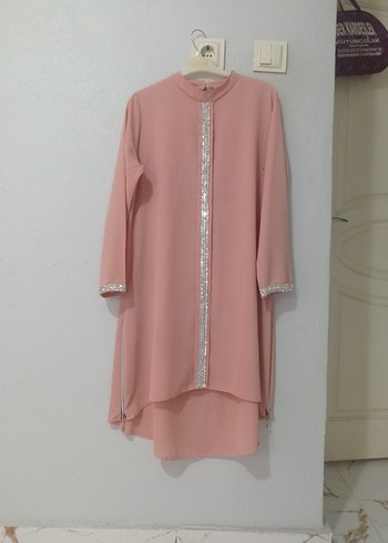 Pembe Uzun Kollu Drapeli Tunik