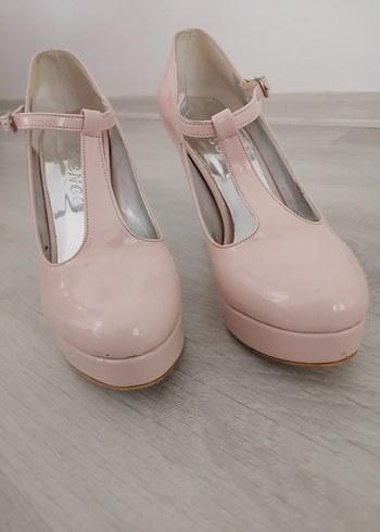 Pembe Rugan Stiletto Platform Ayakkabı - Görsel 5