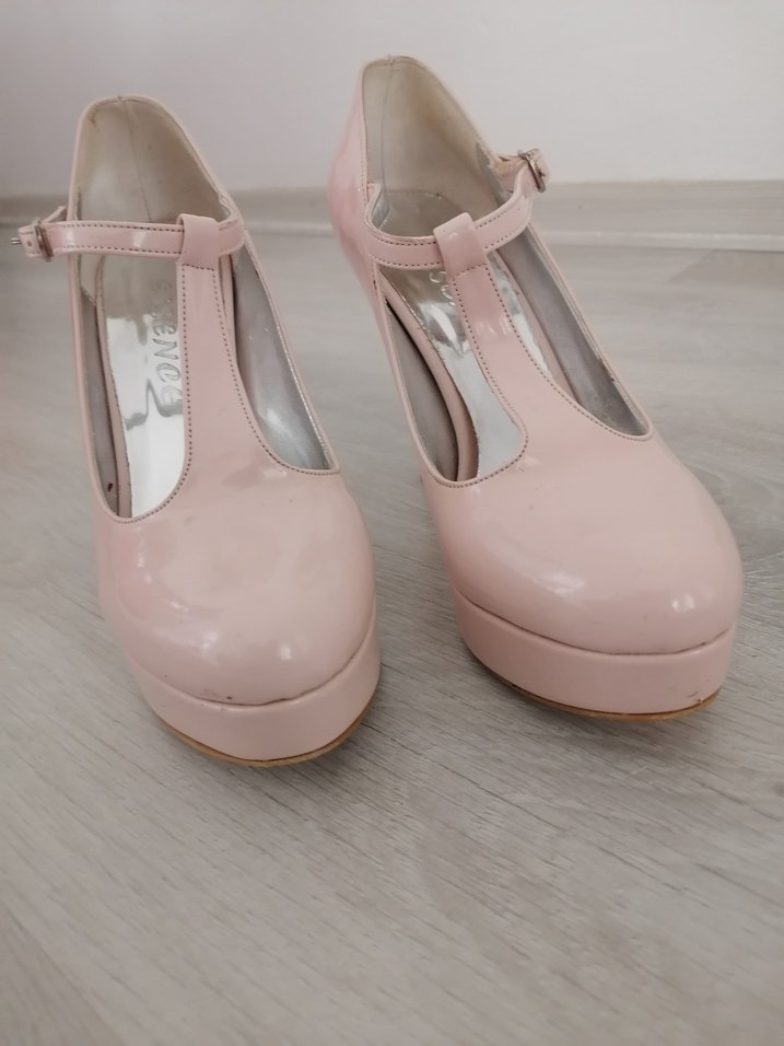 Pembe Rugan Stiletto Platform Ayakkabı - Görsel 5