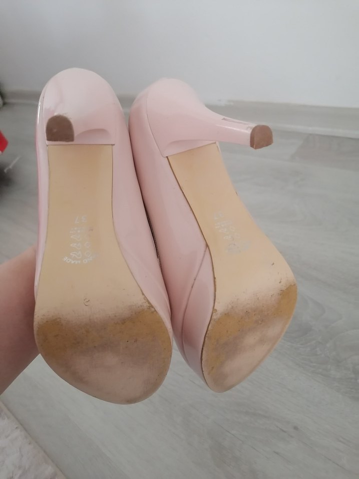 Pembe Rugan Stiletto Platform Ayakkabı - Görsel 4