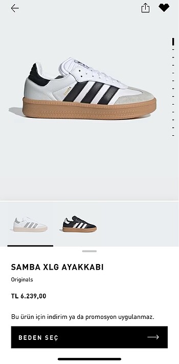 39 Beden Adidas Samba XLG Beyaz