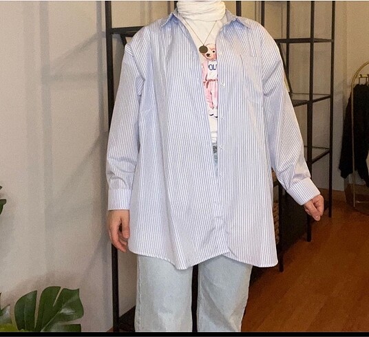 Touche model çizgili oversize gömlek