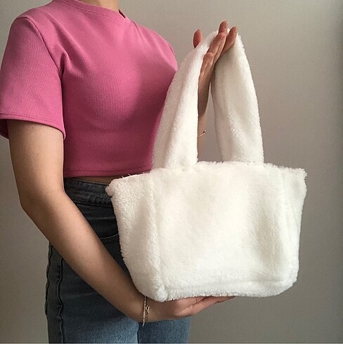beyaz puff totebag çanta