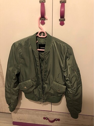 xs Beden yeşil Renk pull and bear bomber ceket