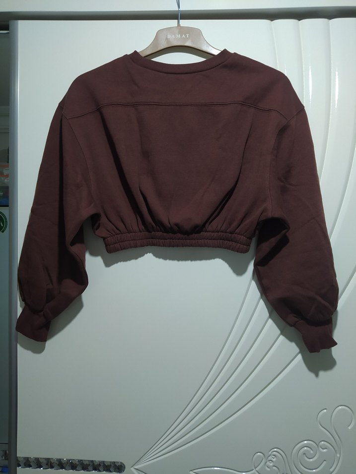 Kadın Kahverengi Oversize Sweatshirt - Görsel 2