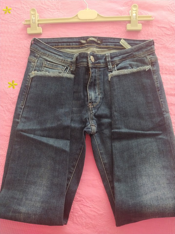 Lacivert Kadın Dar Kesim Midi Kot Pantolon - Görsel 3