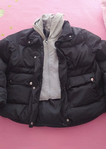 Düğmeli Siyah Kadın Kışlık Mont - Görsel 3