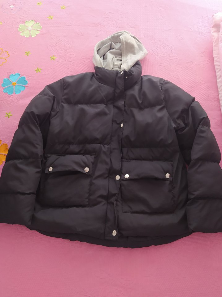 Düğmeli Siyah Kadın Kışlık Mont - Görsel 4