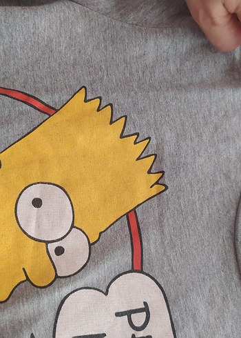 13-14 Yaş Beden gri Renk Gri Erkek Çocuk Bart Simpson Tişört orjinal