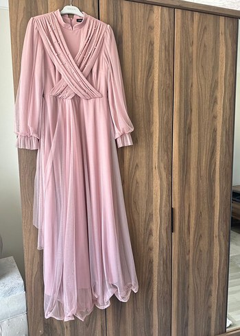 Pembe  Fermuarlı abiye - Görsel 4