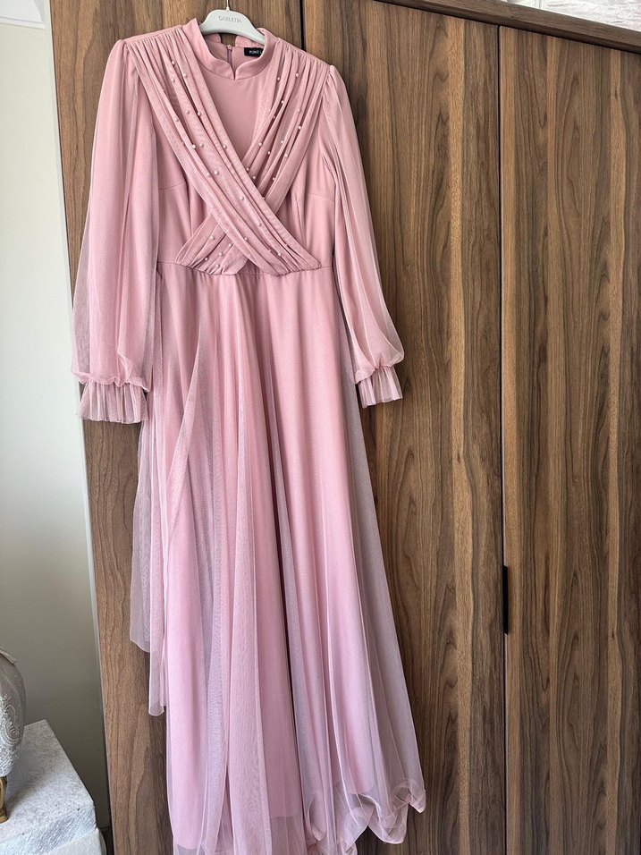 Pembe  Fermuarlı abiye - Görsel 5