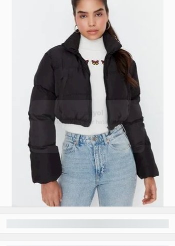 xs Beden Siyah crop mont