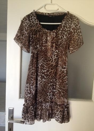 leopar detaylı elbise