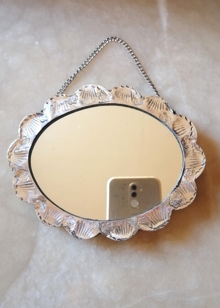 İşlemeli 925 Ayar Gümüş Duvar Aynası - Görsel 3