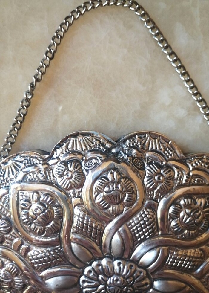 İşlemeli 925 Ayar Gümüş Duvar Aynası - Görsel 4