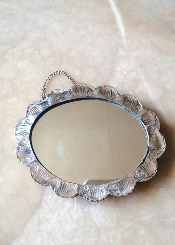 İşlemeli 925 Ayar Gümüş Duvar Aynası - Görsel 5