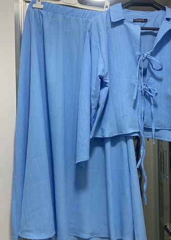 Mavi Uzun Kadın Sabahlık, Salaş Kesim, İpli Kol - Görsel 2