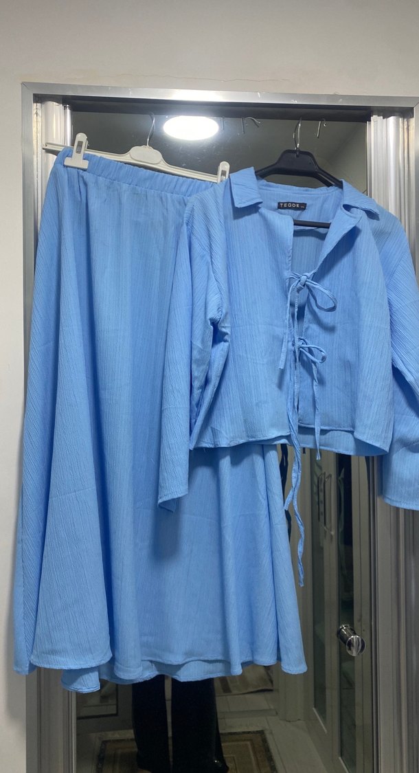 Mavi Uzun Kadın Sabahlık, Salaş Kesim, İpli Kol - Görsel 5