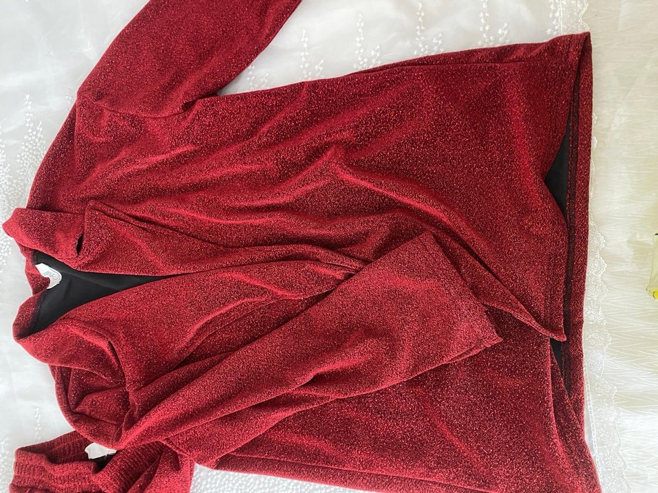 Bordo Kemerli Kadın Midi Takım - Görsel 4