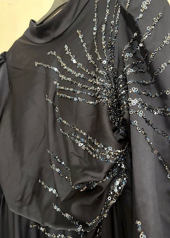 FATMA KILIÇ Siyah Drapeli Uzun Abiye - Görsel 3