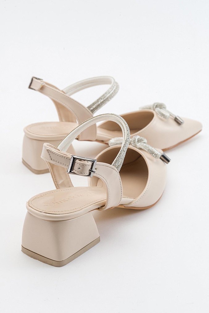 Bej Fiyonklu Modern Klasik Topuklu Kadın Ayakkabı - Görsel 2