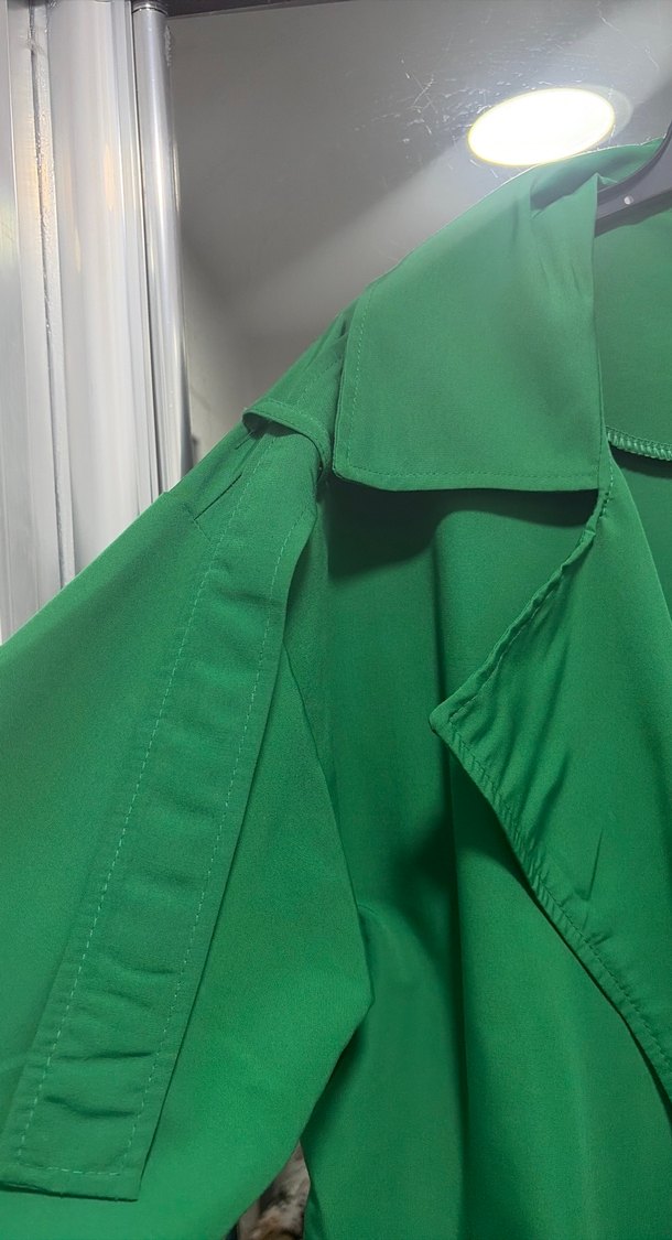 Yeşil Nakışlı Uzun Kadın Kaban - Görsel 3