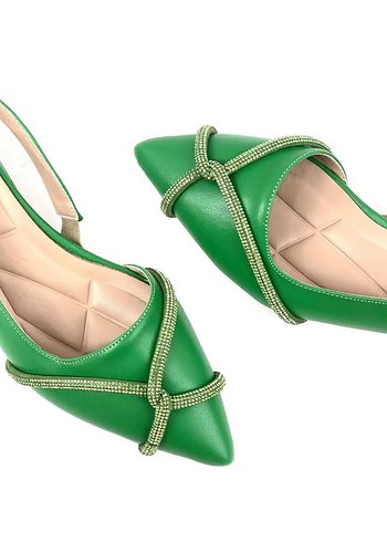 Yeşil Kemerli Blok Topuklu Kadın Ayakkabı - Görsel 3