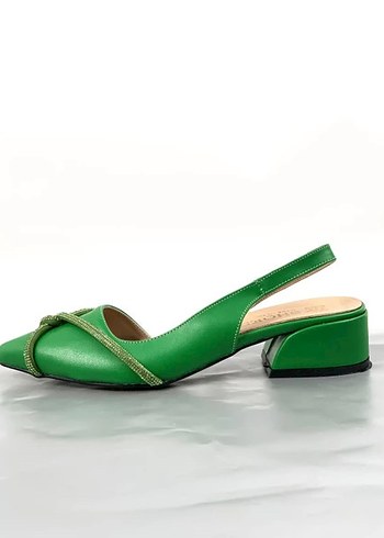 Yeşil Kemerli Blok Topuklu Kadın Ayakkabı - Görsel 2